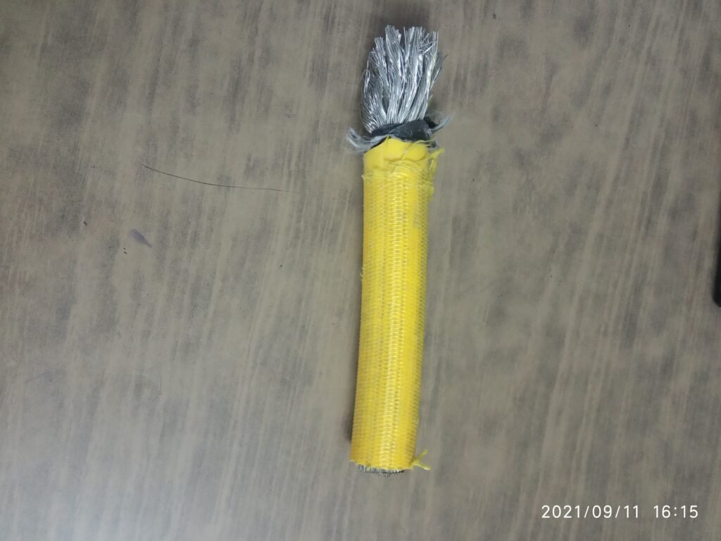 Single core x 150 sq mm HT cable 6.6 KV grade, semi-conducting tape, silicon rubber insulated, outer sheath fibre glass with high temperature varnish, to withstand temperature of 250 deg C